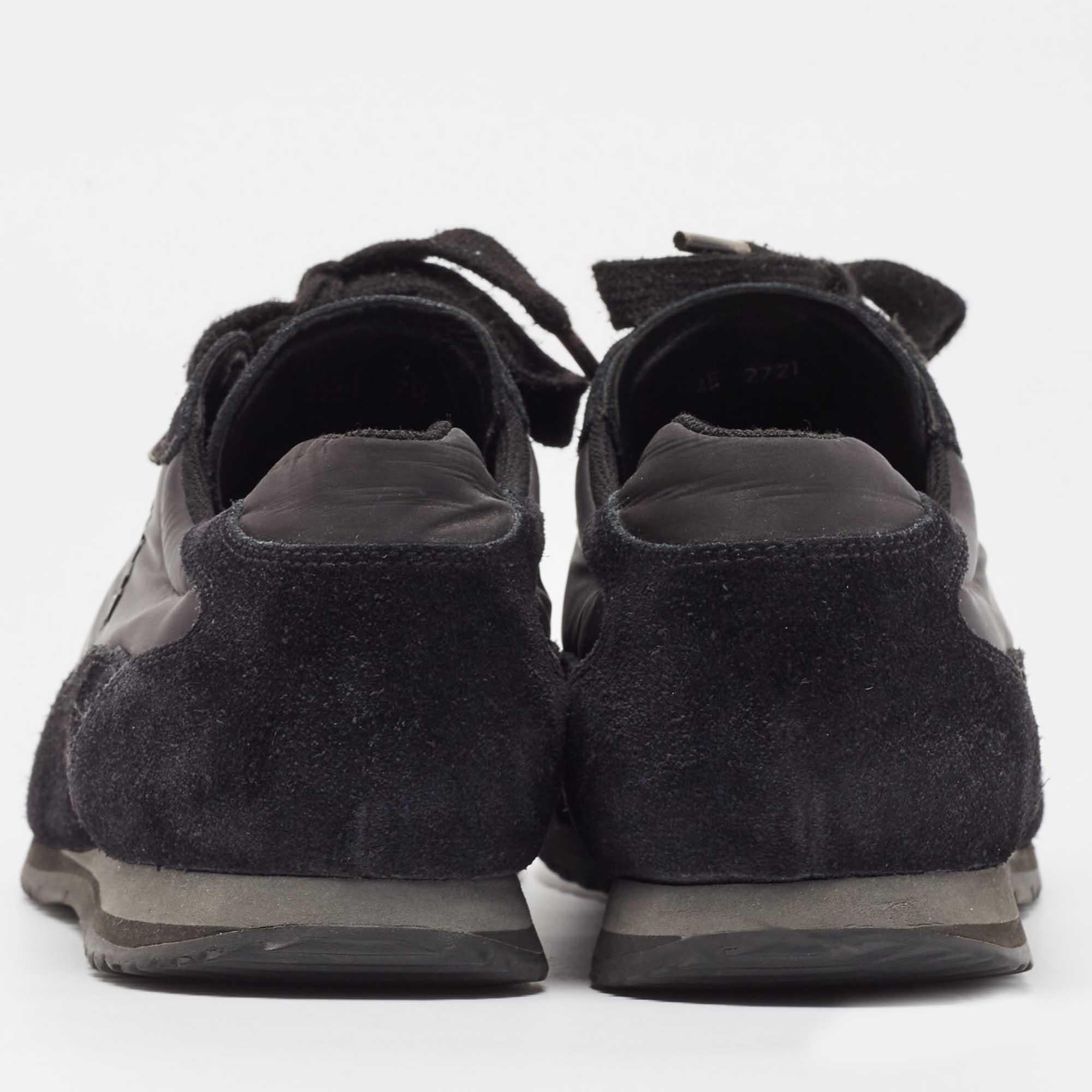 Prada Sport Black Suede and Nylon Low Top Sneakers Size 41 For Sale 1