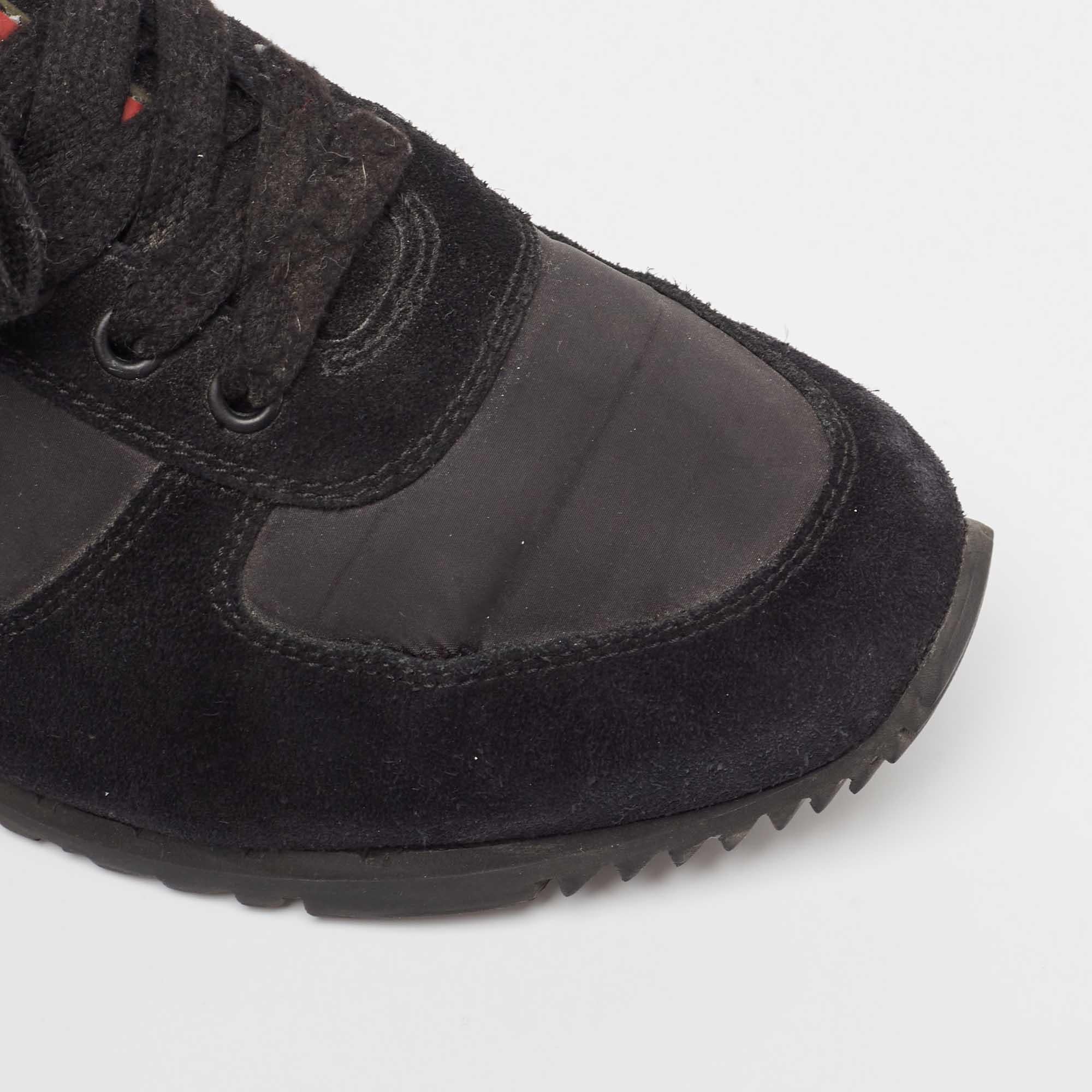 Prada Sport Black Suede and Nylon Low Top Sneakers Size 41 For Sale 4