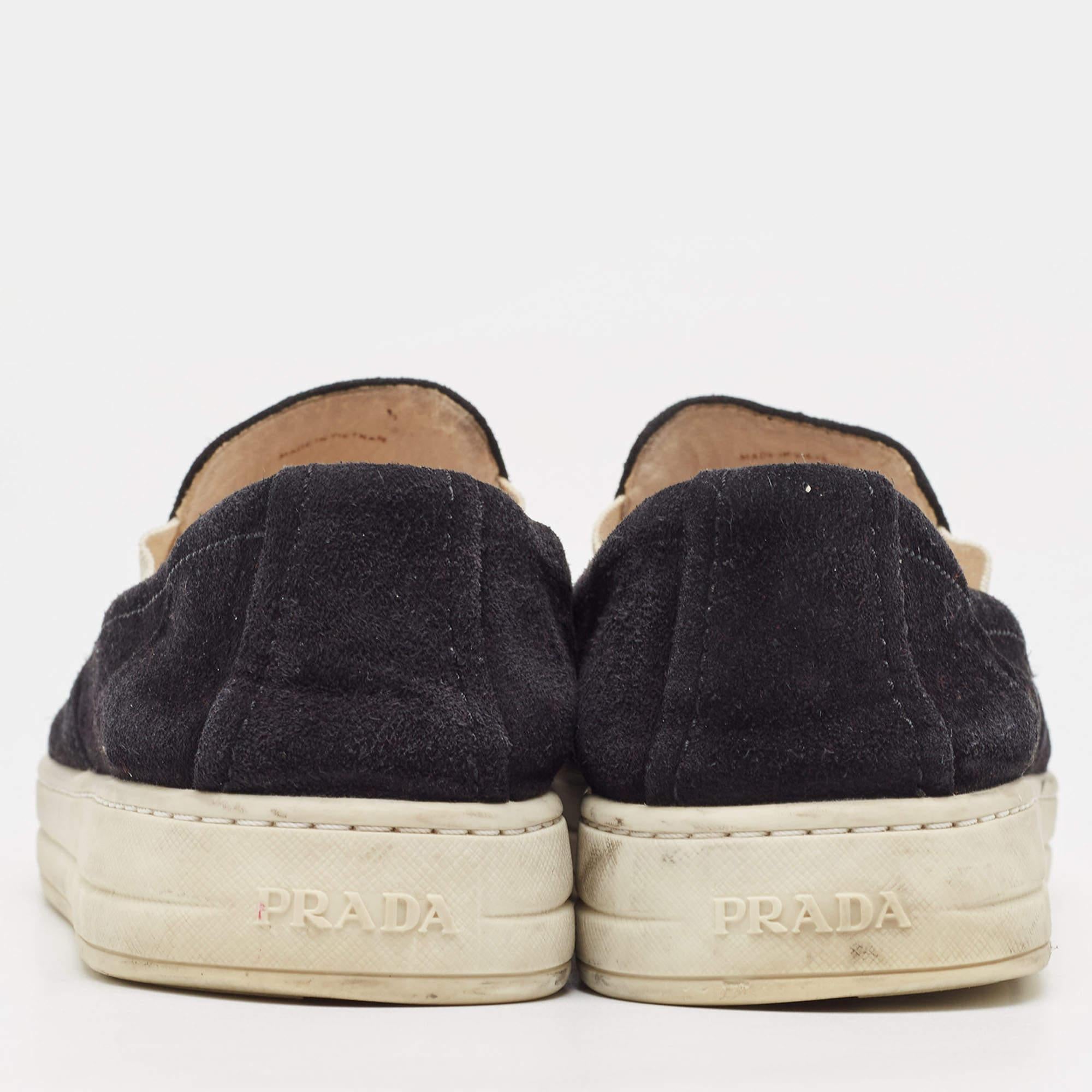 Prada Sport Black Suede Slip On Sneakers Size 38.5 For Sale 1