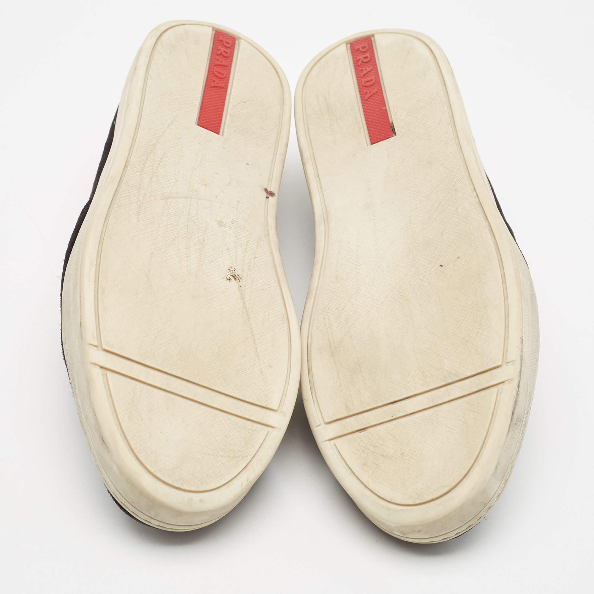Prada Sport Black Suede Slip On Sneakers Size 38.5 For Sale 2