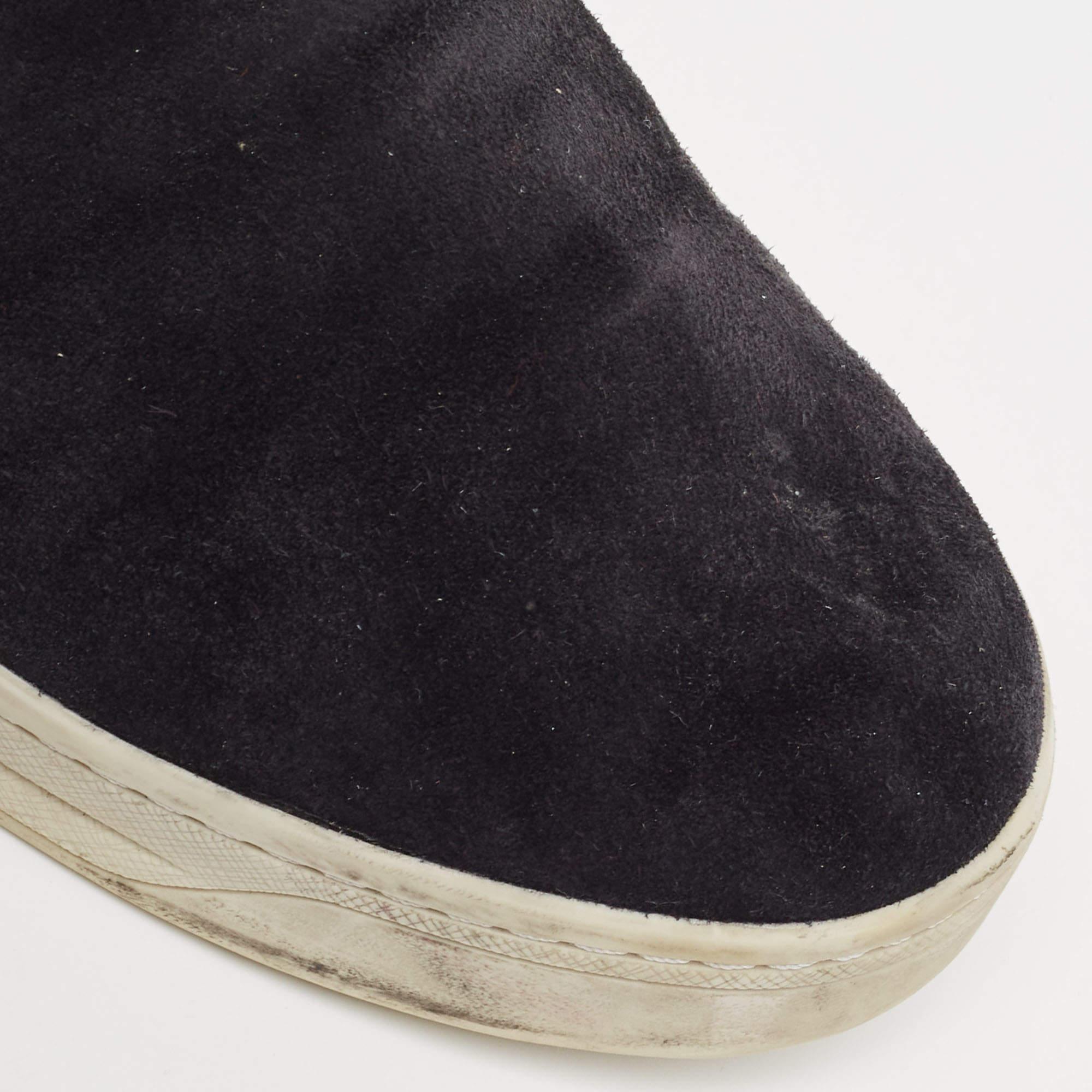 Prada Sport Black Suede Slip On Sneakers Size 38.5 For Sale 3
