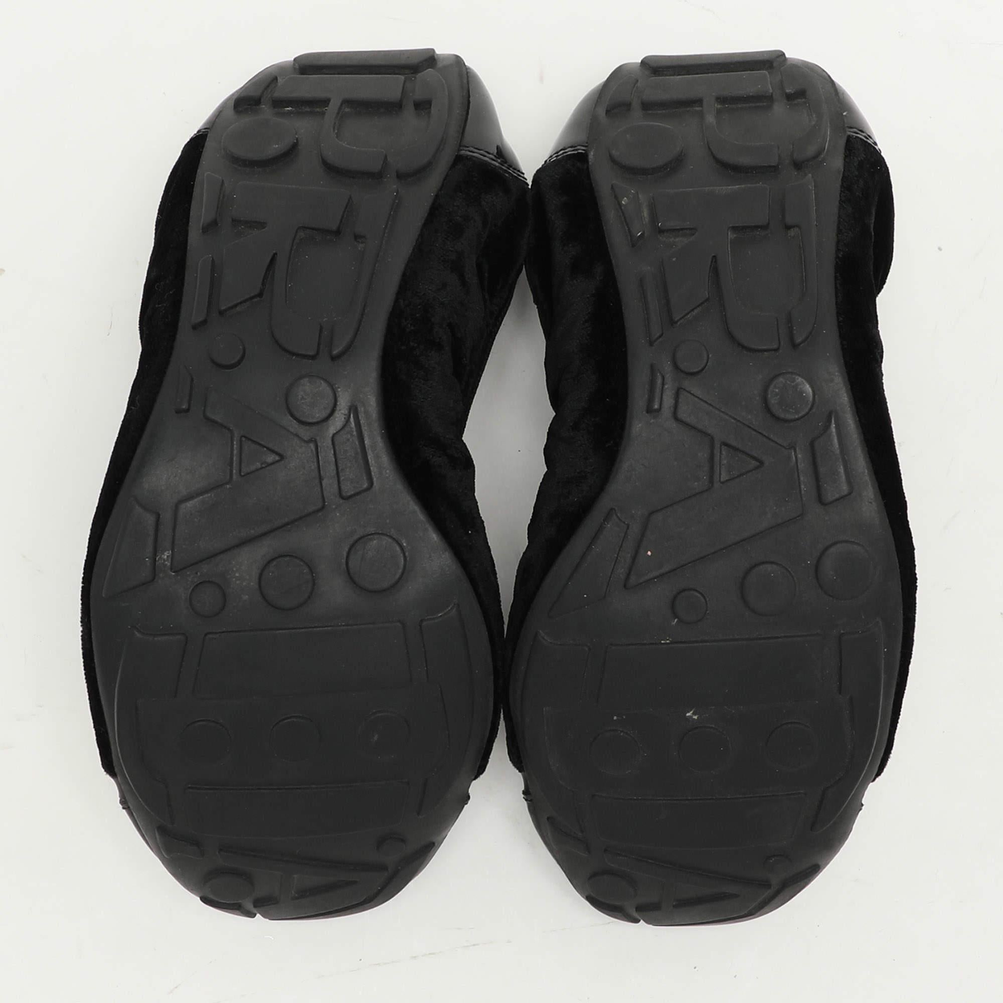 Prada Sport Black Velvet and Patent Leather Cap Toe Ballet Flats Size 36 2