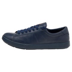 Used Prada Sport Blue Leather Low Top Sneakers Size 41.5