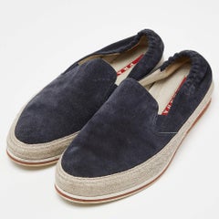 Prada Sport Blue Suede Espadrille Slip On Sneakers Size 40
