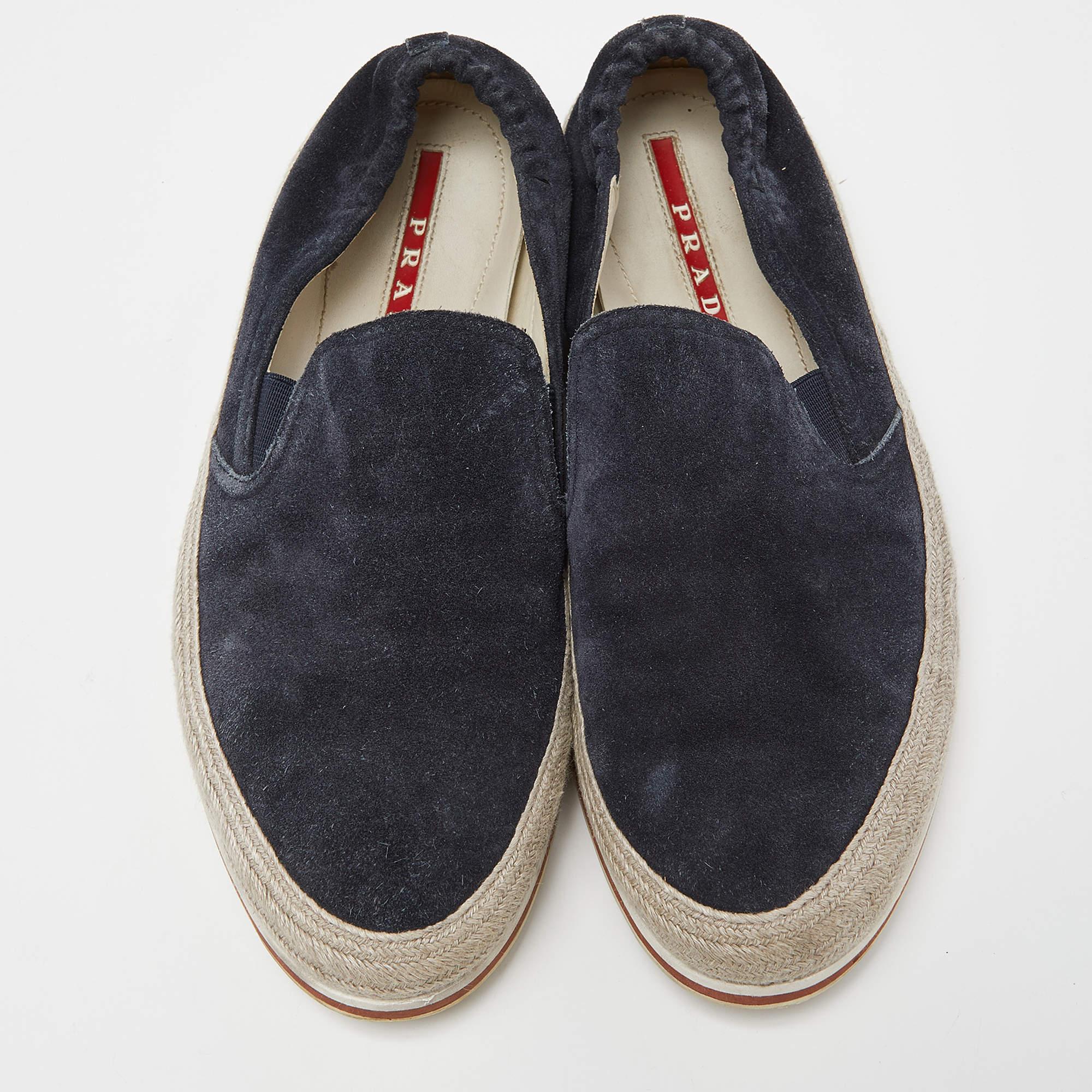 Prada Sport Blaue Espadrille Slip On Turnschuhe aus Wildleder Größe 40 (Beige) im Angebot