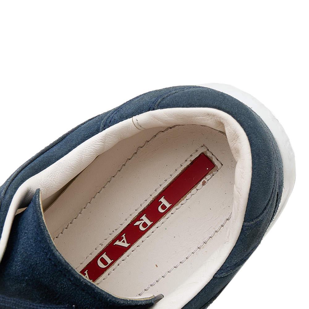 Prada Sport Blue Suede Low Top Sneakers Size 36 For Sale 3