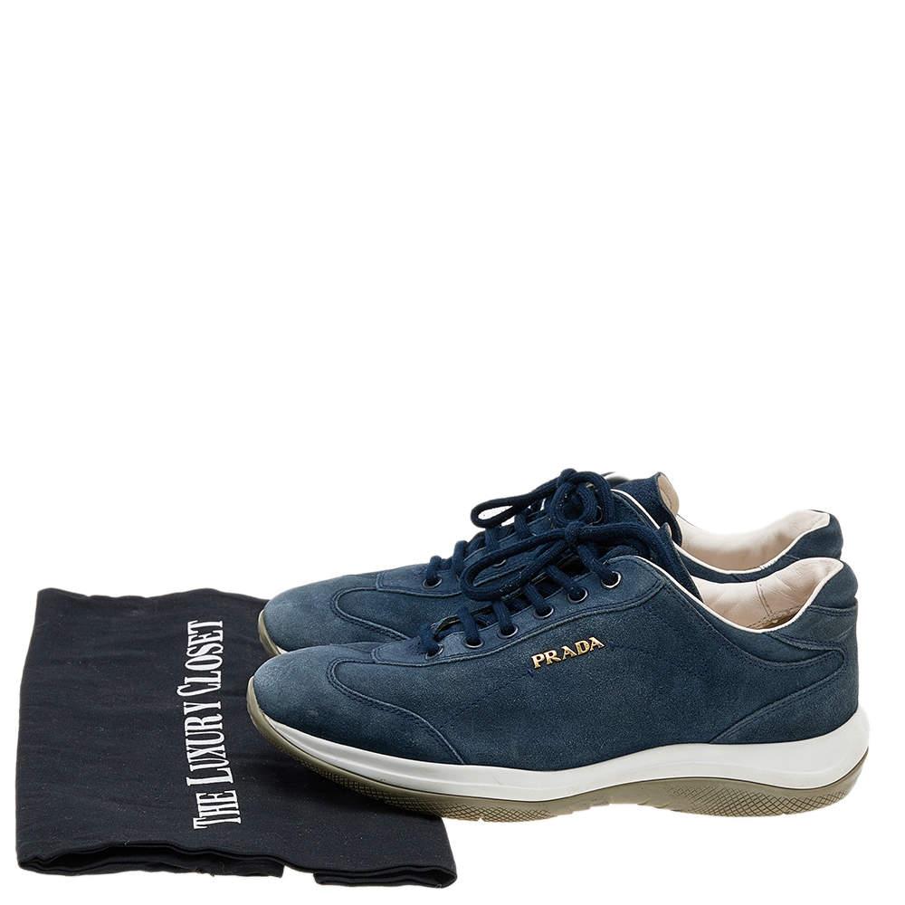Prada Sport Blue Suede Low Top Sneakers Size 36 For Sale 4