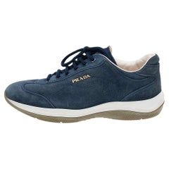 Used Prada Sport Blue Suede Low Top Sneakers Size 36