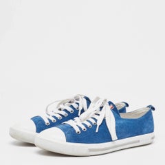 Prada Sport Blue Suede Low Top Sneakers Size 39.5