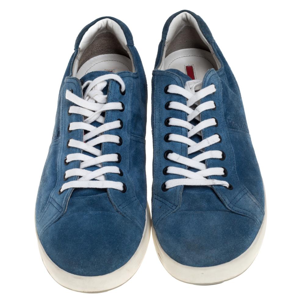 prada blue suede sneakers