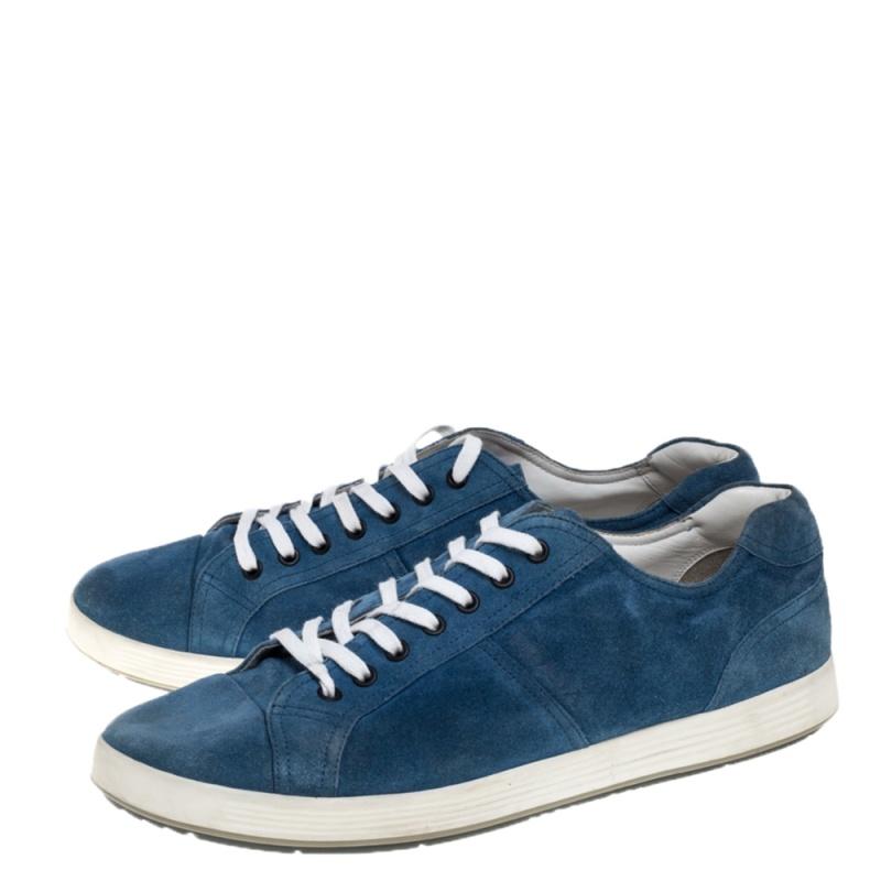 Men's Prada Sport Blue Suede Low Top Sneakers Size 46