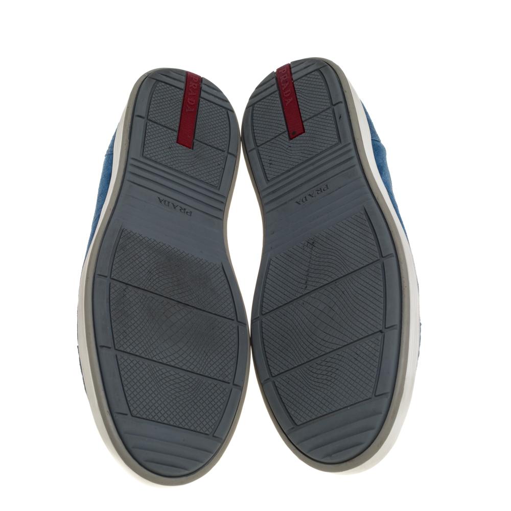 Prada Sport Blue Suede Low Top Sneakers Size 46 1