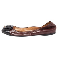 Prada Sport Brown/Black Patent Leather Ballet Flats Size 38