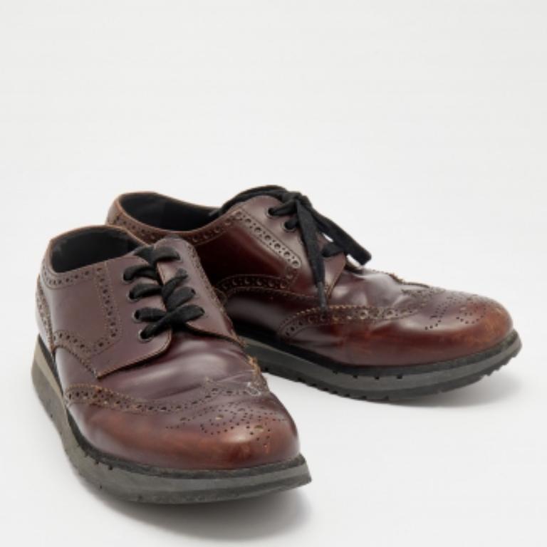 Men's Prada Sport Brown Leather Brogue-Derby Size 41 For Sale