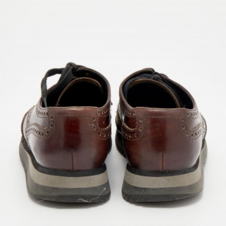 Prada Sport Brown Leather Brogue-Derby Size 41 For Sale 1