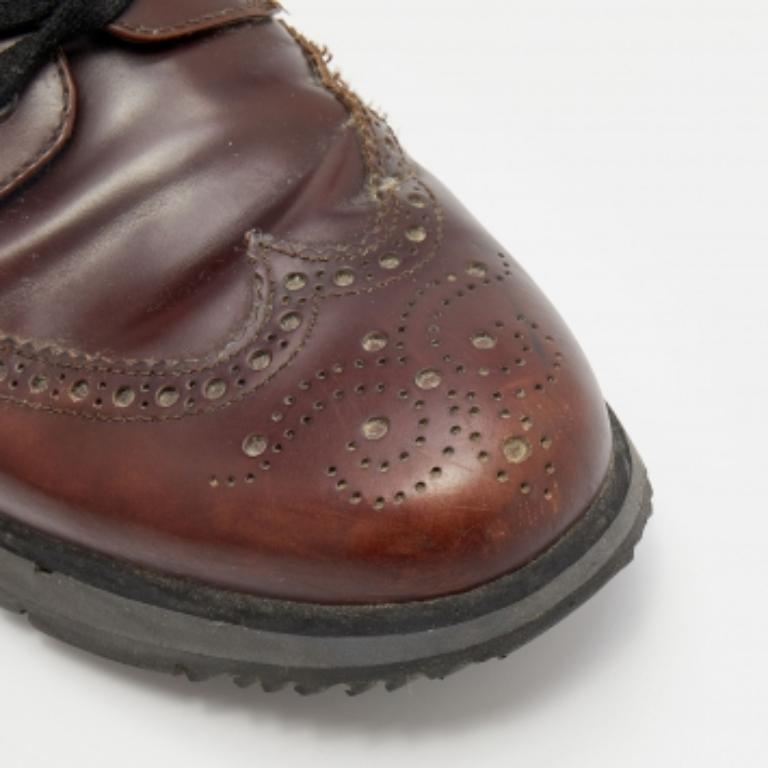 Prada Sport Brown Leather Brogue-Derby Size 41 For Sale 2