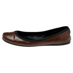 Prada Sport Brown Lackleder Ballett-Flats Größe 38