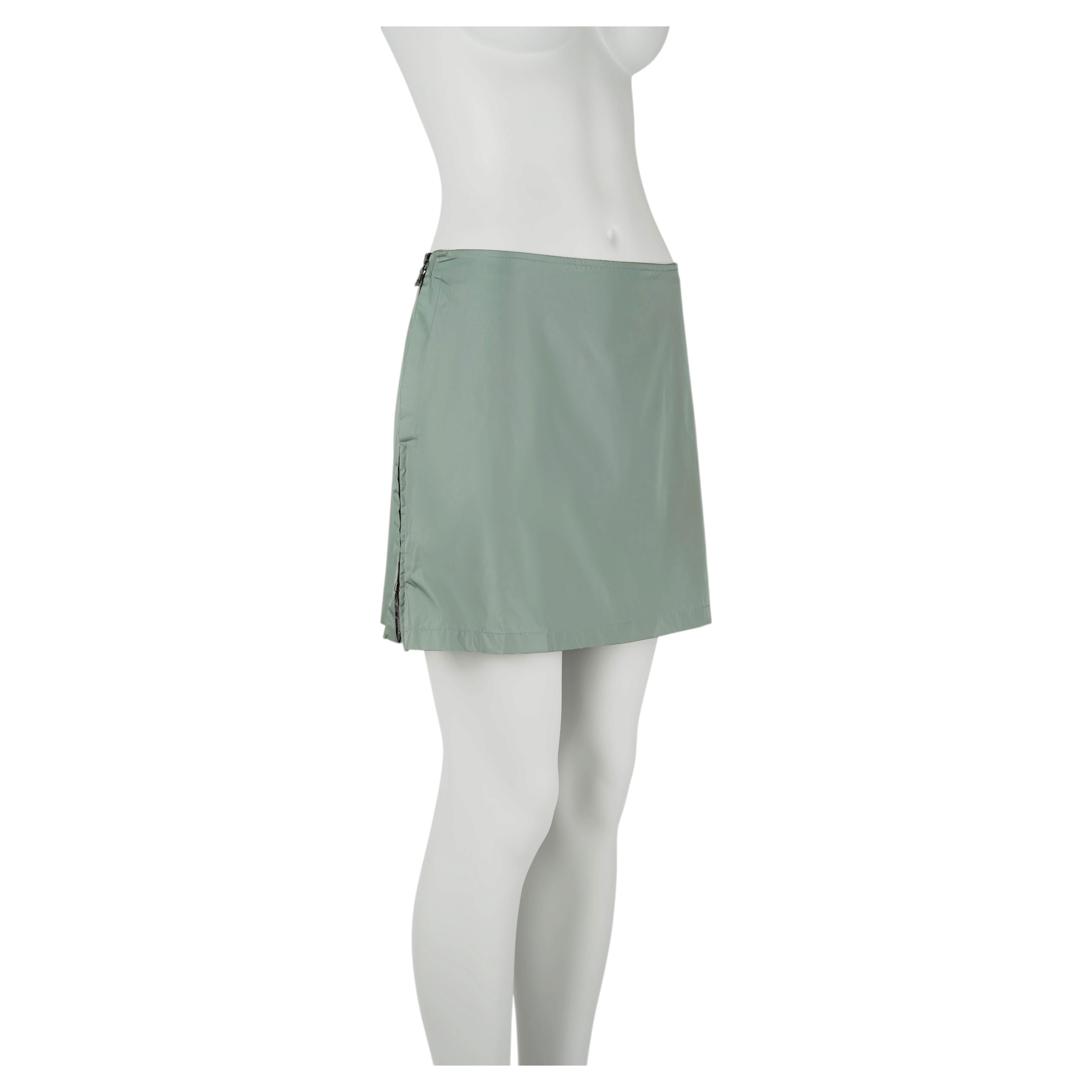 Prada Sport Campaign Technical Nylon Mini Skirt Dual Two-Way Zip Early 2000 IT44