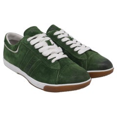 Prada Sport Cap-Toe Sneakers in Olive Suede