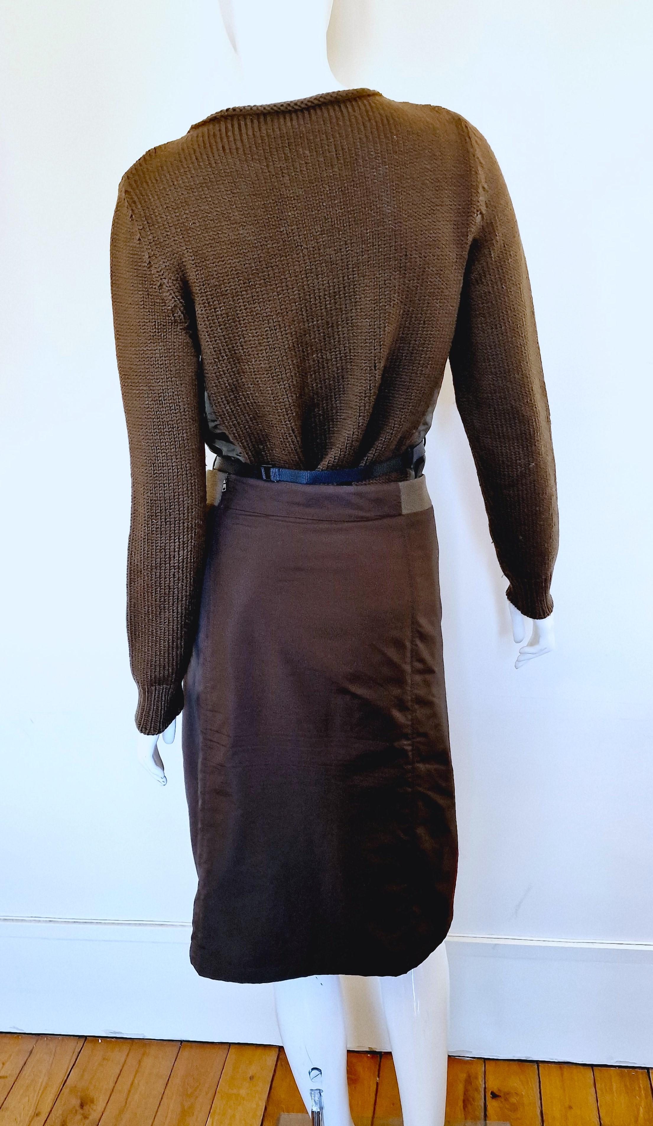 Prada Sport Cargo Military Tactical Vintage 90s 80s Khaki Brown Skirt Top Dress en vente 6
