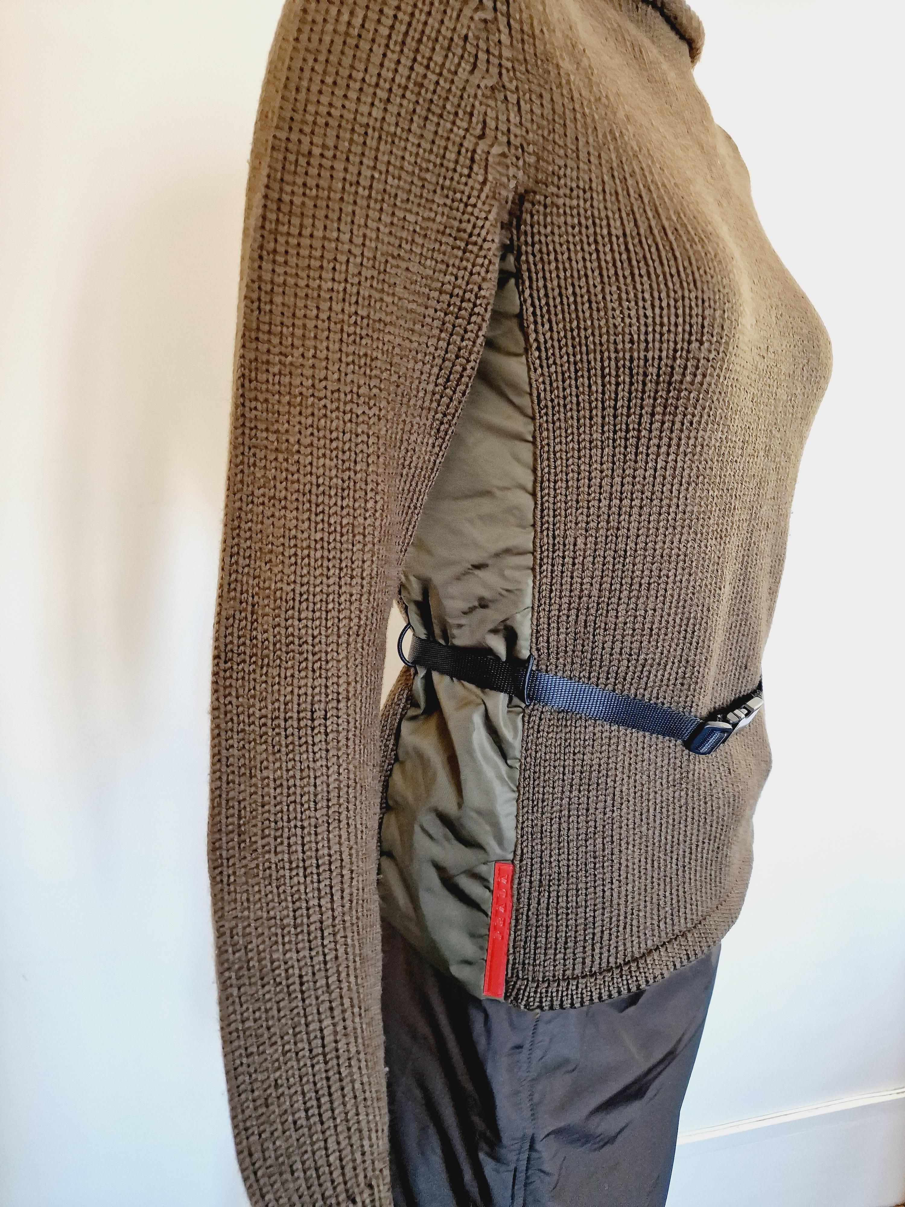 Prada Sport Cargo Military Tactical Vintage 90s 80s Khaki Brown Skirt Top Dress In Excellent Condition For Sale In PARIS, FR