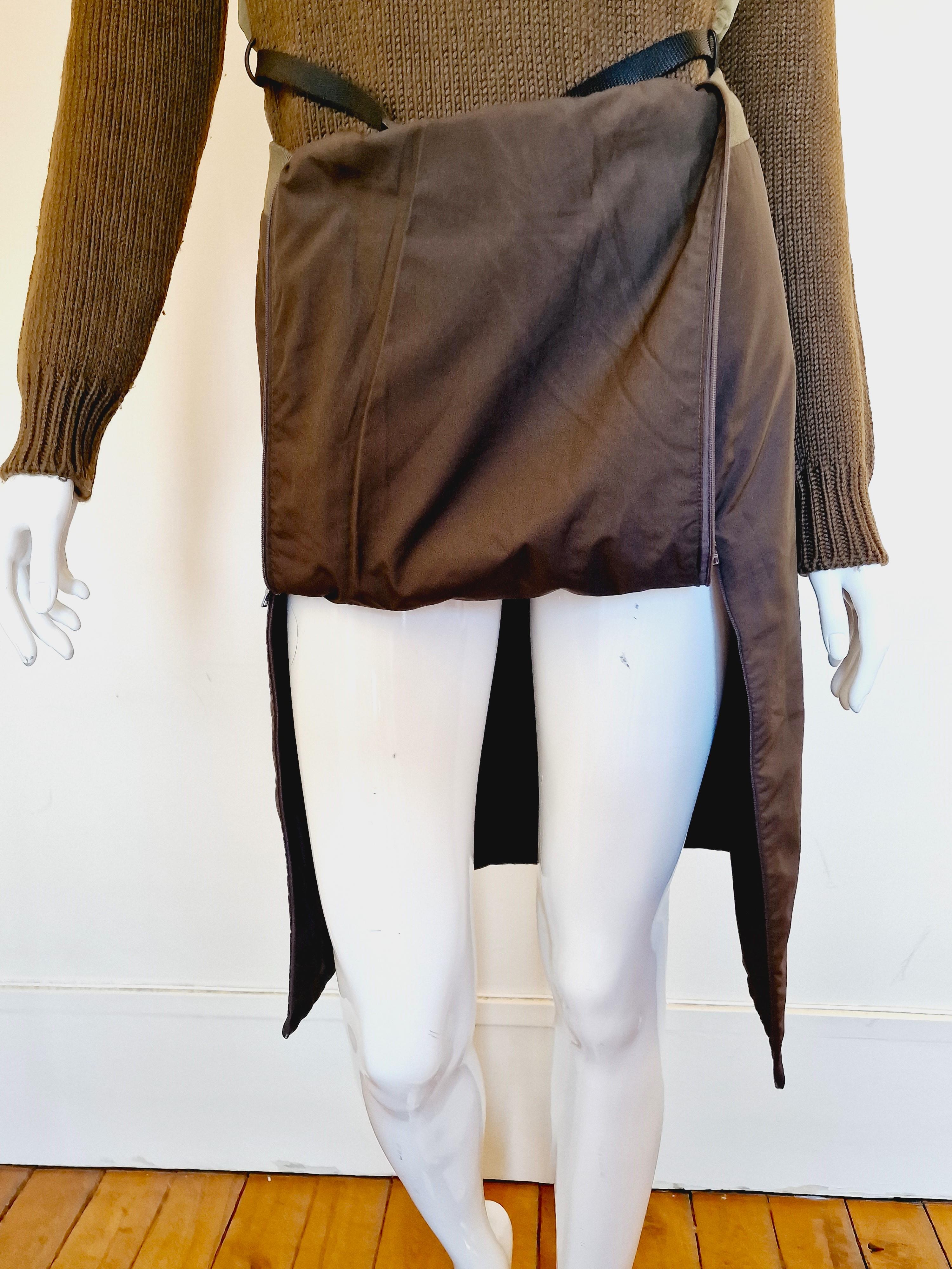 Prada Sport Cargo Military Tactical Vintage 90s 80s Khaki Brown Skirt Top Dress en vente 4