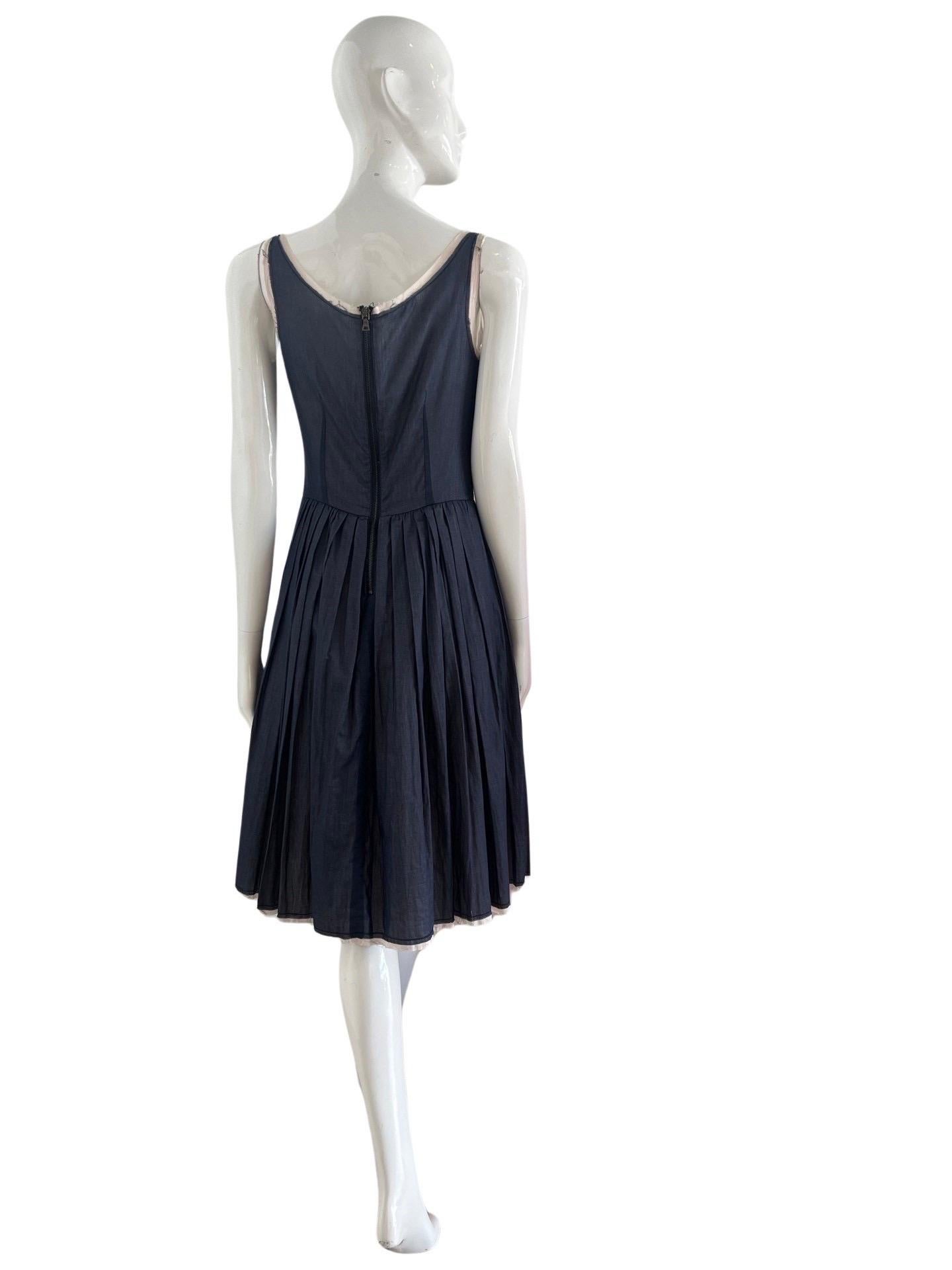Prada Sport Chambray Pleated Dress For Sale 3