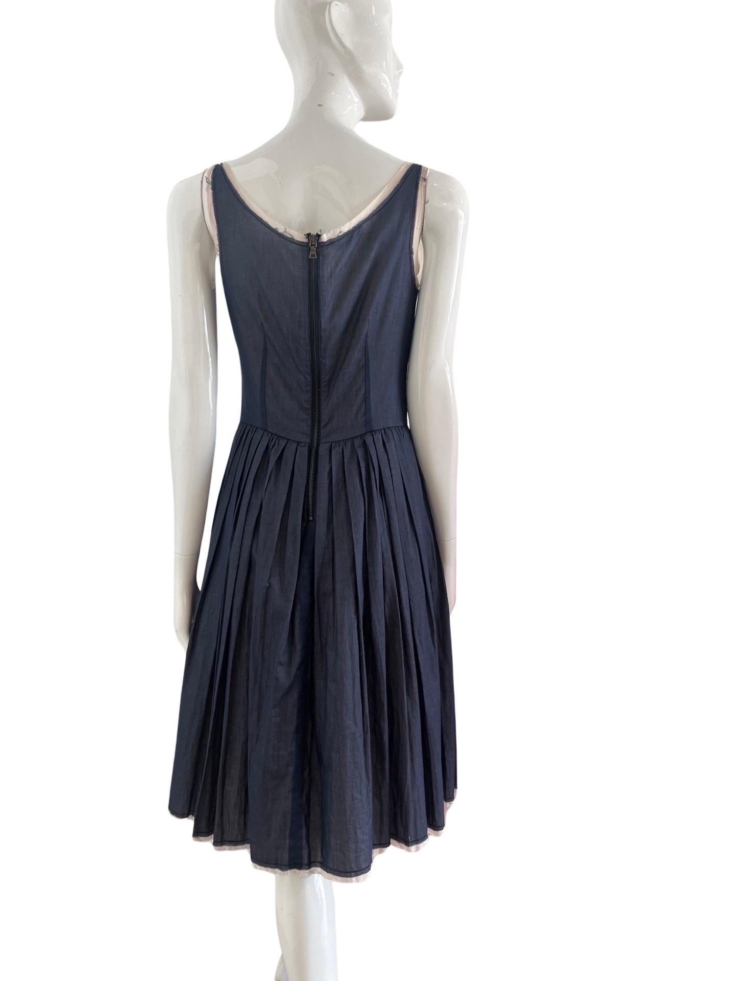 Prada Sport Chambray Pleated Dress For Sale 5