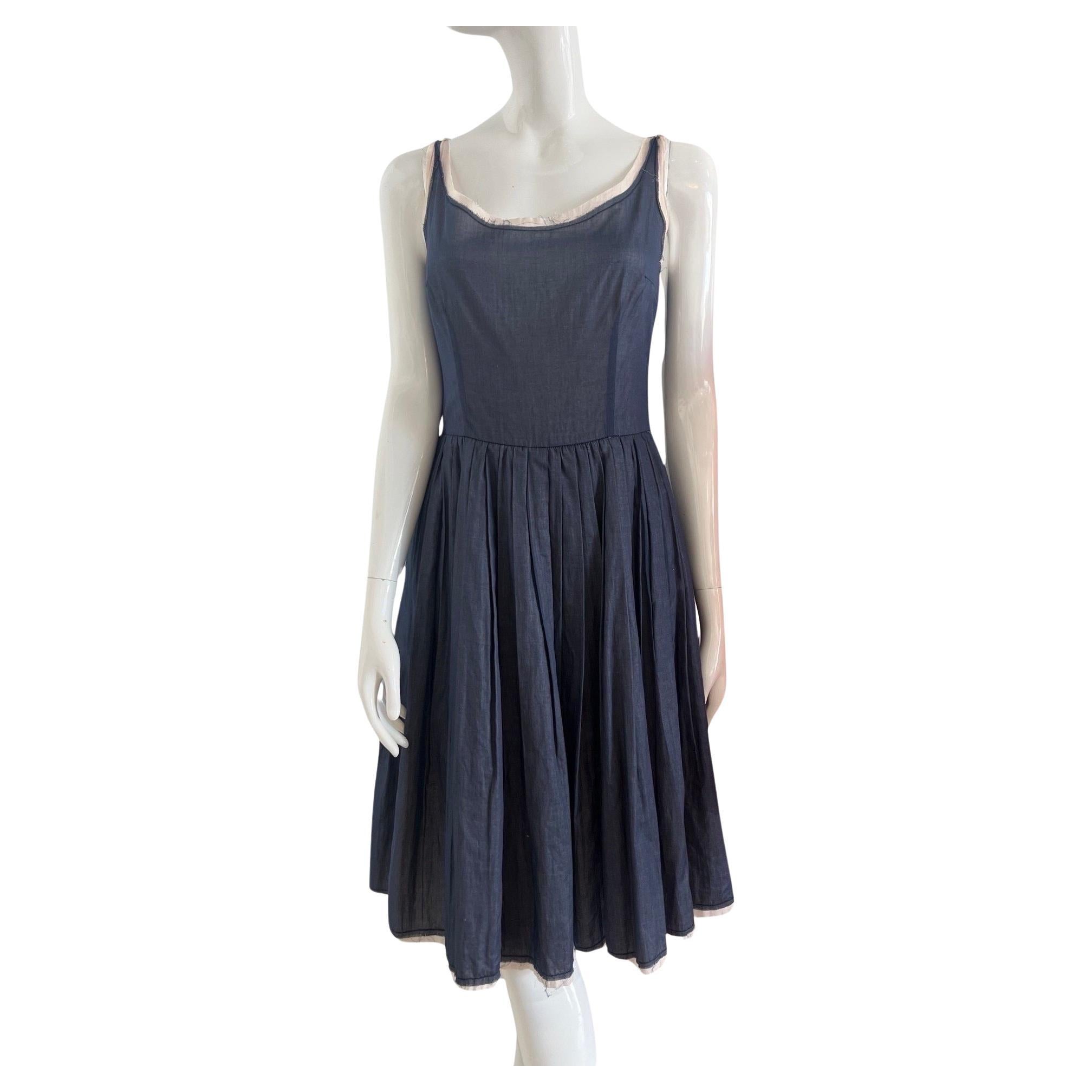Prada Sport Chambray Pleated Dress For Sale