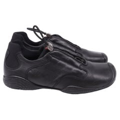 Prada Sport Drawstring Sneakers in Black Leather