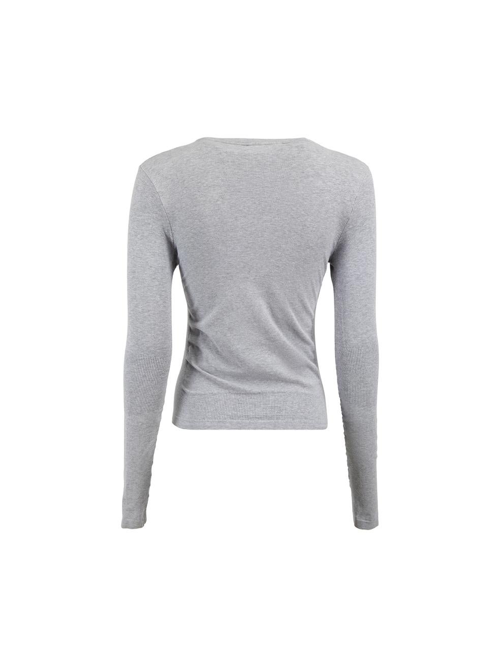 Gray Prada Sport Grey Ribbed Knit Accent Long Sleeve Top Size M For Sale