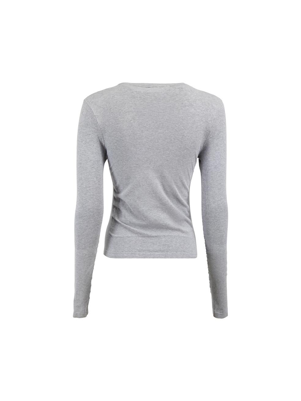 Gray Prada Sport Grey Ribbed Knit Accent Long Sleeve Top Size M