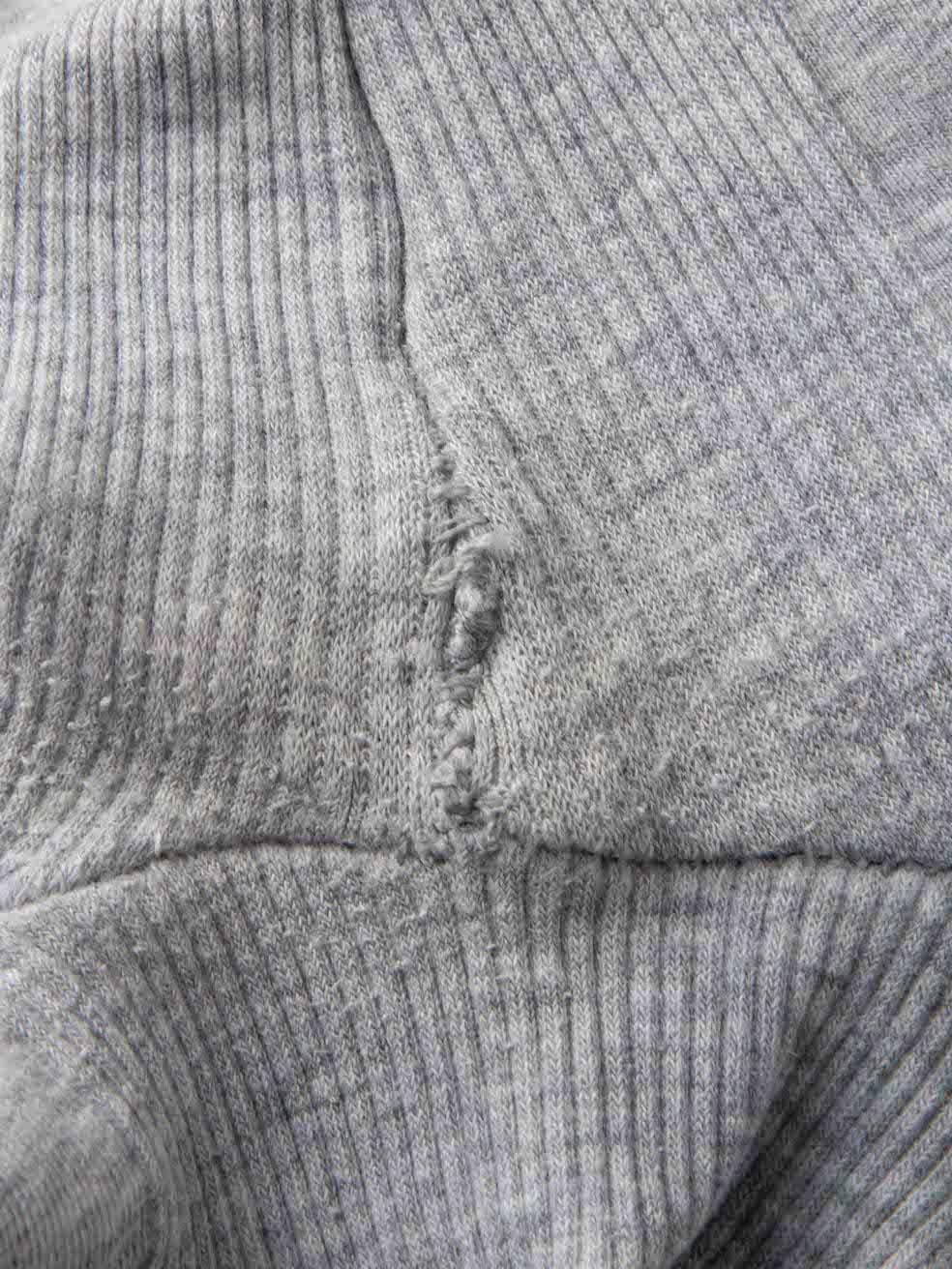 Prada Sport Grey Ribbed Knit Accent Long Sleeve Top Size M In Good Condition In London, GB