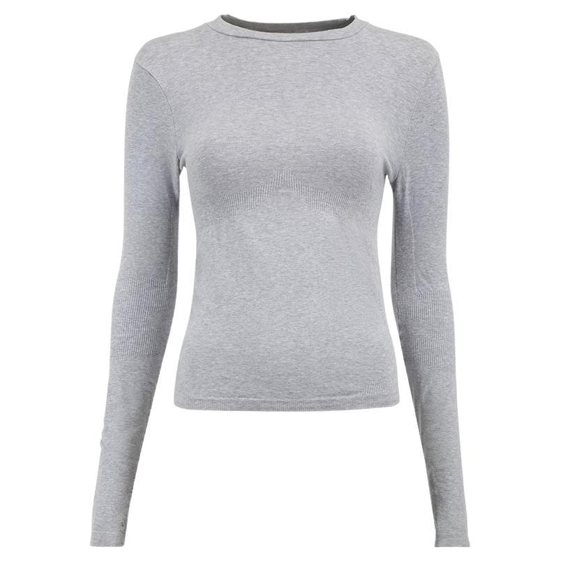 Prada Sport Grey Ribbed Knit Accent Long Sleeve Top Size M For Sale
