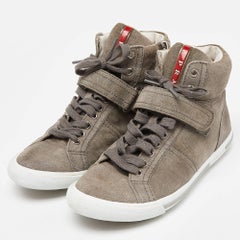 Prada Sport Grey Suede High Top Sneakers Size 36