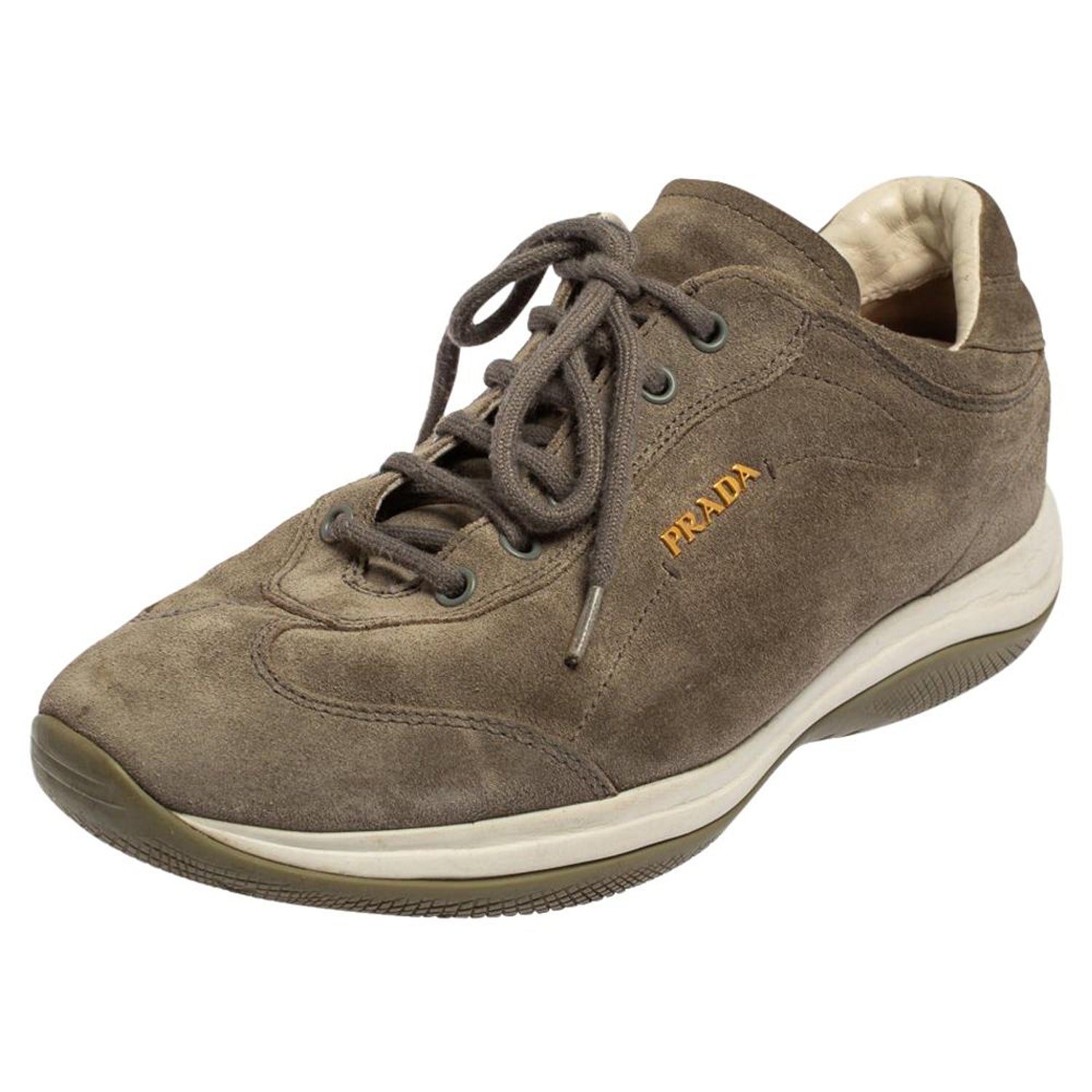 Prada Sport Grey Suede Low Top Sneakers Size 38 For Sale at 1stDibs