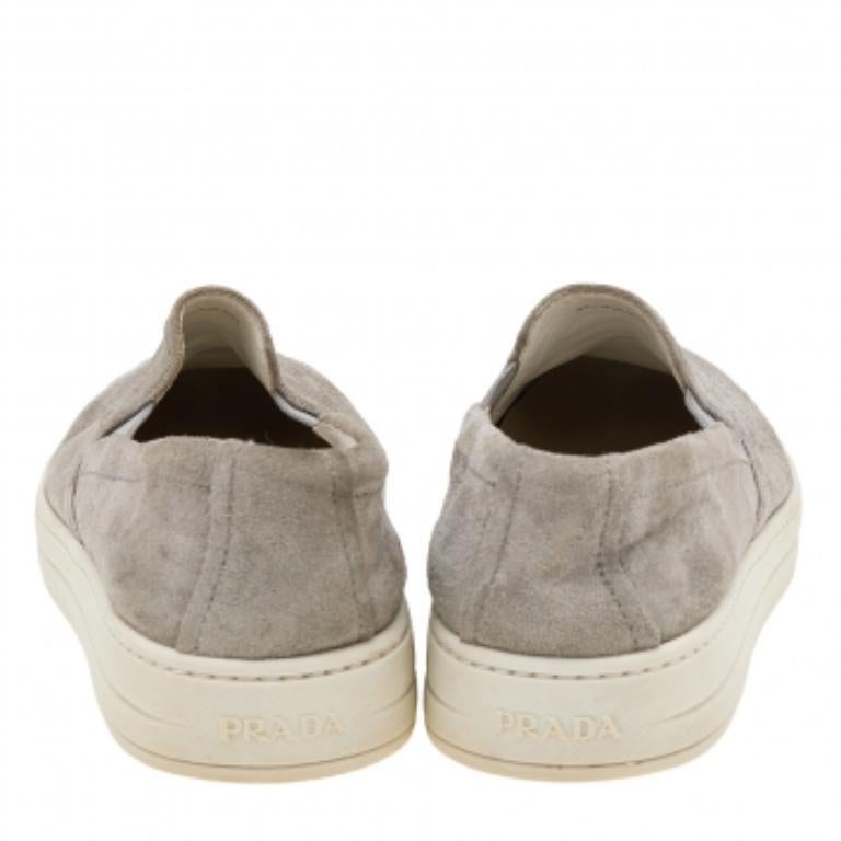 Prada Sport Grey Suede Slip On Sneakers Size 37 For Sale 1