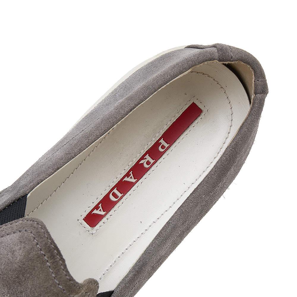 Women's Prada Sport Grey Suede Slip On Sneakers Size 39.5 For Sale
