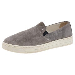 Used Prada Sport Grey Suede Slip On Sneakers Size 39.5