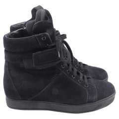 Prada Sport High-Top Wedge Sneakers in Black Suede