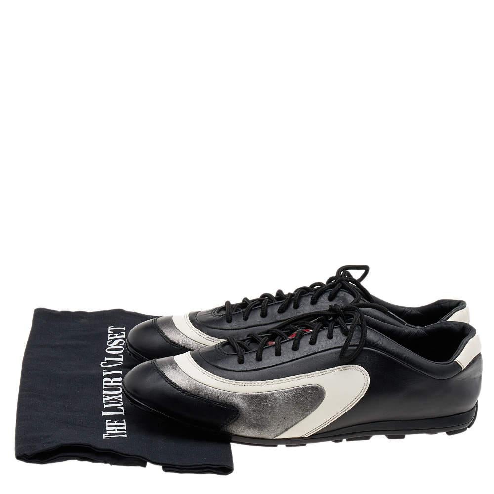 Black Prada Sport Multicolor Leather Low Top Sneakers Size 42 For Sale