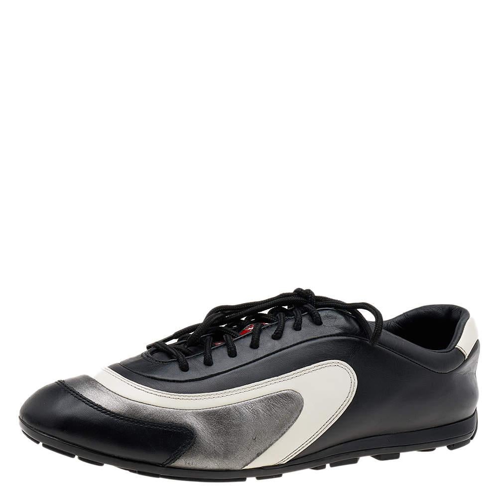 Prada Sport Multicolor Leather Low Top Sneakers Size 42 For Sale 3