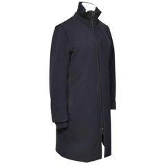 PRADA SPORT Navy Black Coat Jacket Long Sleeve Zipper Stand Up Collar Sz 44