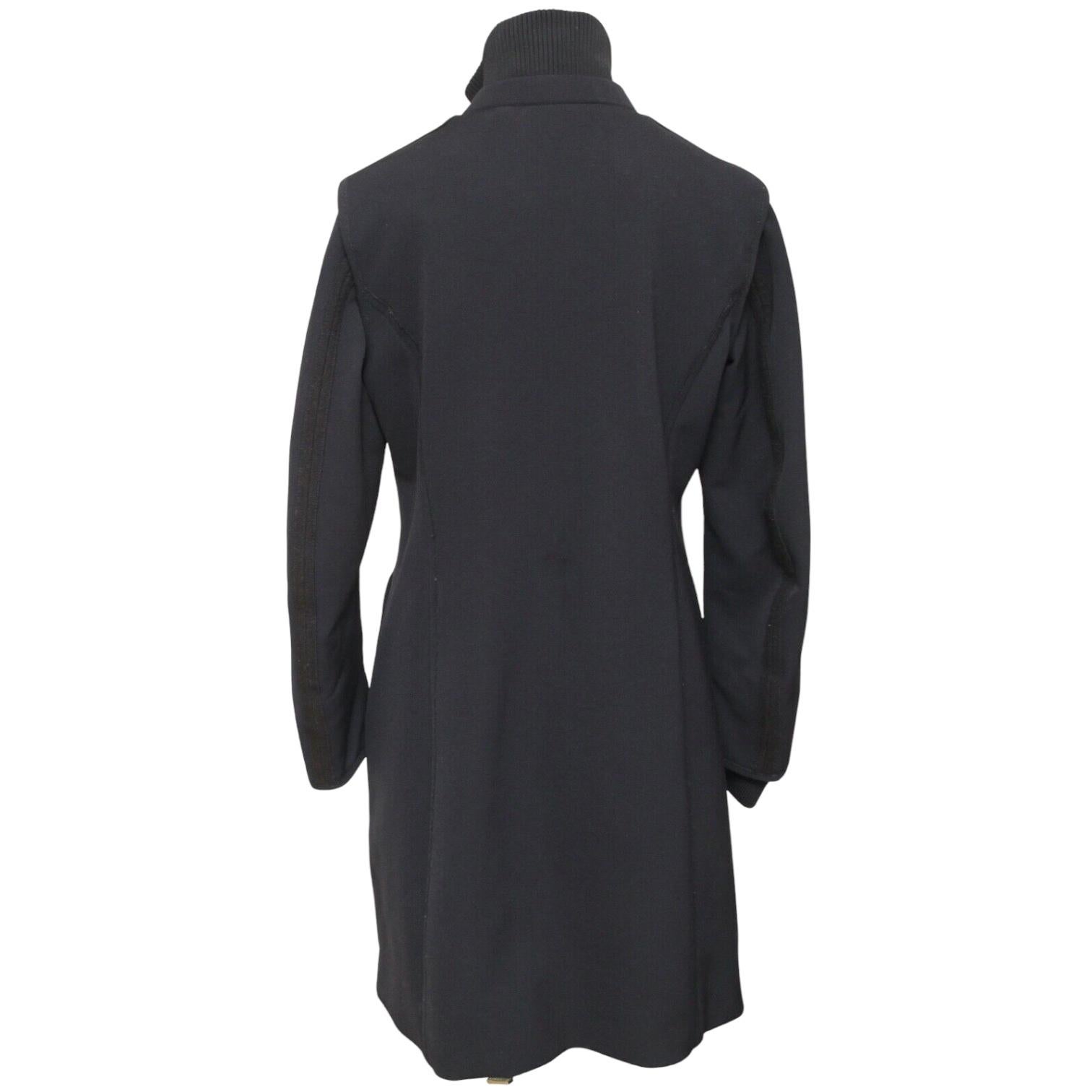 Women's PRADA SPORT Navy Black Coat Jacket Long Sleeve Zipper Stand Up Collar Sz 44 For Sale
