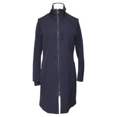 PRADA SPORT Navy Black Coat Jacket Long Sleeve Zipper Stand Up Collar Sz 44