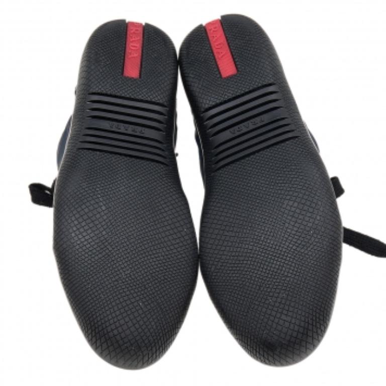 Prada Sport Navy Blue/Black Nylon And Leather Low Top Sneakers Size 37 For Sale 3