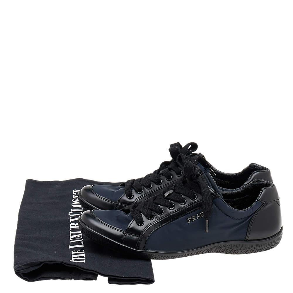 Prada Sport Navy Blue/Black Nylon And Leather Low Top Sneakers Size 37 For Sale 5