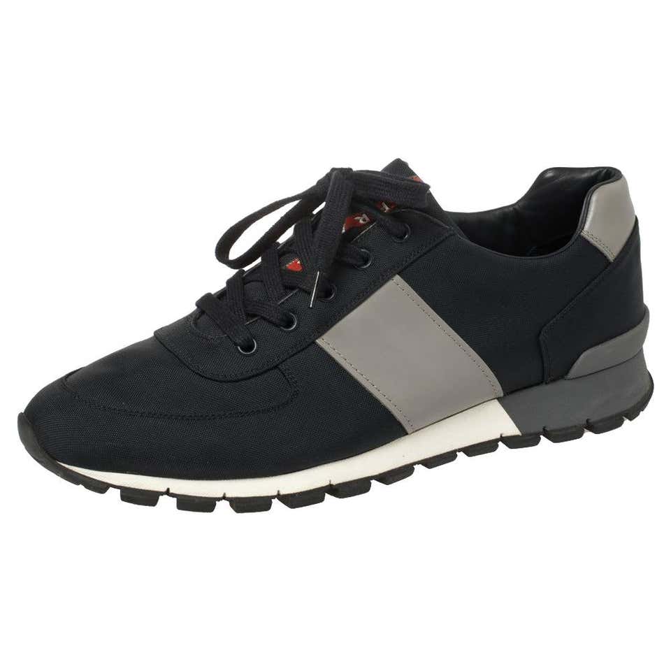 Prada Sport Navy Blue Match Race Fabric And Leather Low Top Sneakers Prada Sport Navy Blue Match Race Fabric And Leather Low Top Sneakers