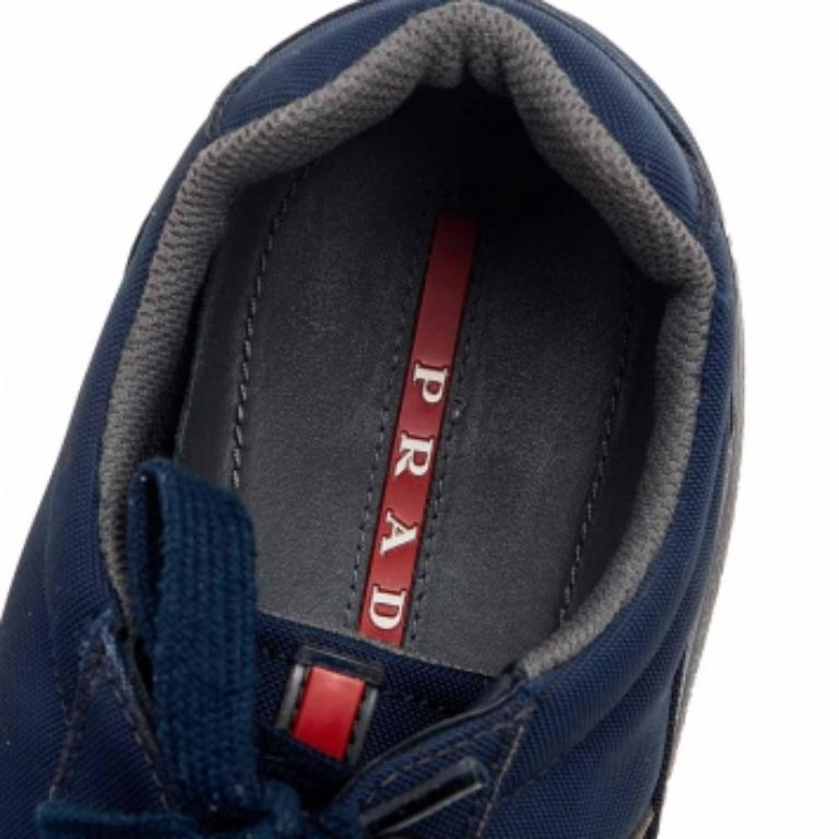 Prada Sport Navy Blue Nylon Low Top Sneakers Size 43 For Sale 2