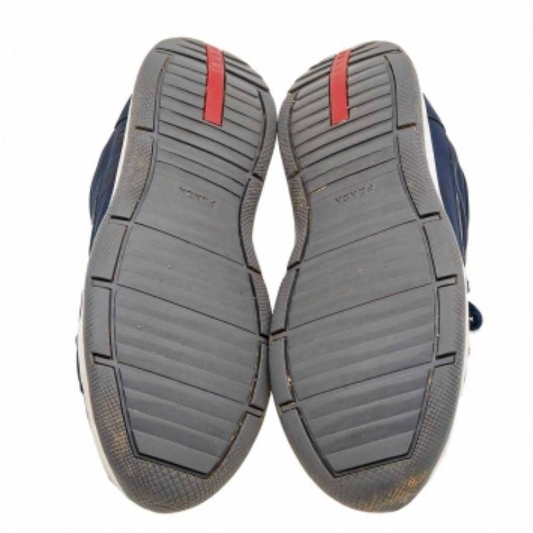 Prada Sport Navy Blue Nylon Low Top Sneakers Size 43 For Sale 3